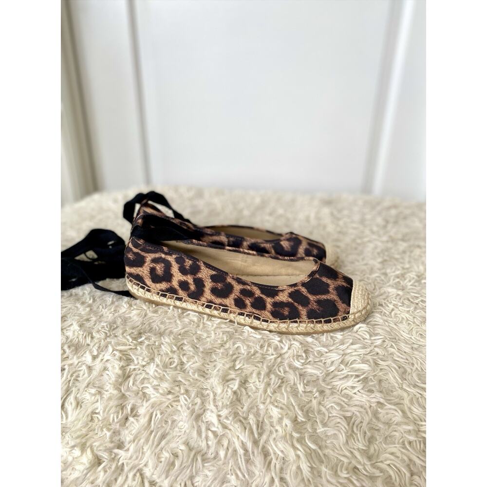 Ann Taylor Leopard Print Lace-Up Espadrille Flats Women's Size 6.5 M - Picture 3 of 10